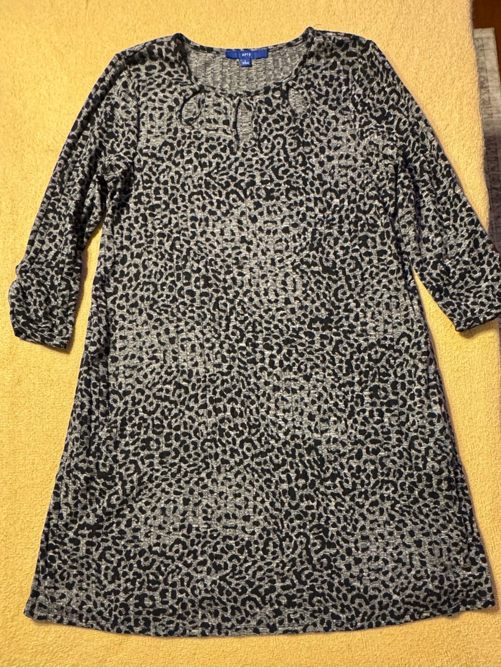 Apt. 9 Black and Gray Leopard Print Shift Dress